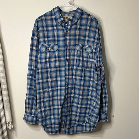 Duluth Trading Co Other - Duluth Trading Co Blue and White Plaid‎ Button Down Shirt men’s size L-tall